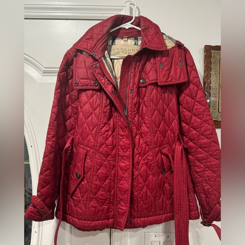 Red Burberry Quilted Medium Jacket - image 1